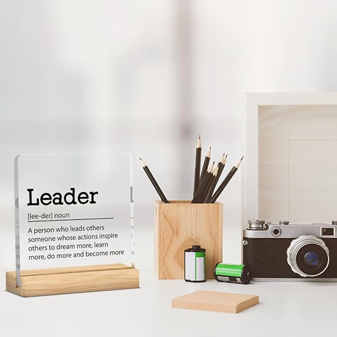 Funny Boss Gifts for Women Men Office Decor Acrylic Plaque Leadership Thank You Gifts for Boss Manager Mentor Inspirational Leader Journal Gift 4x4 Inches