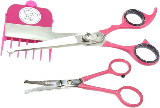 SCAREDY CUT NO Buzz Dog Clippers, Tiny Trim Safety Scissor. A Silent Low Noise Pet Grooming Clipper, Right Handed Pink