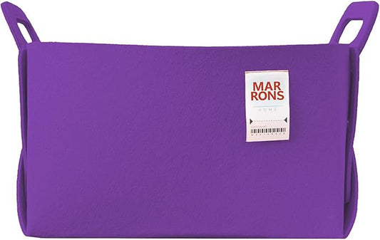 Collapsible Felt PURPLE Storage Bin Large 14.6"x9.4"x9.4" – Foldable Basket with Handles for Closet, Laundry Room Organization, Toy Storage, Decorative Storage Bins for Shelves, Nursery