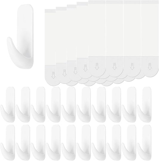 Wall Hooks for Hanging 20 Medium Hooks, Heavy Duty Wall Hooks with 20 Strips, Damage Free Adhesive Hooks for Key Holder, Coat, Door, Shower Hanging