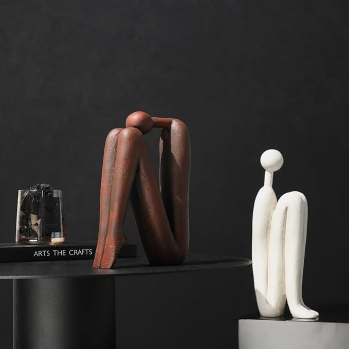 Decorative Bookends for Heavy Books, Thinker Statue Book Holders for Shelves & Office Desk, Abstract Decor Aesthetic Book Ends Stoppers, Modern Bookshelf Decoration