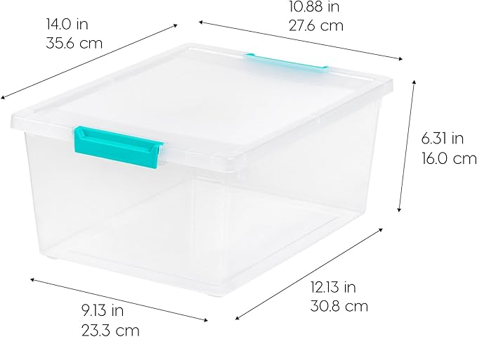 IRIS USA 12 Qt. Plastic Storage Bins Containers with Lids, 4 Pack, Small Sensory Bin, Craft Storage, Craft Organizers & Storage, Organizing Container for Home, Office & Art Supplies, Stackable, Clear