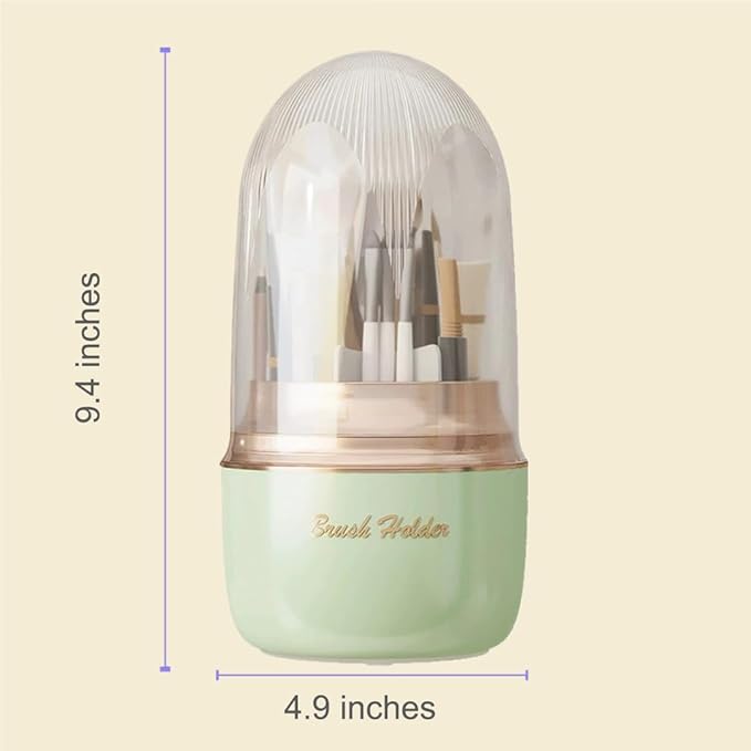 Makeup Brush Holer, 360° Rotated Cosmetic Organizer for Brushes Storage, Gift Trendy Make up Brush Storage Organizer for Bathroom, Bedroom, Dresser Countertop (Avocado Green)