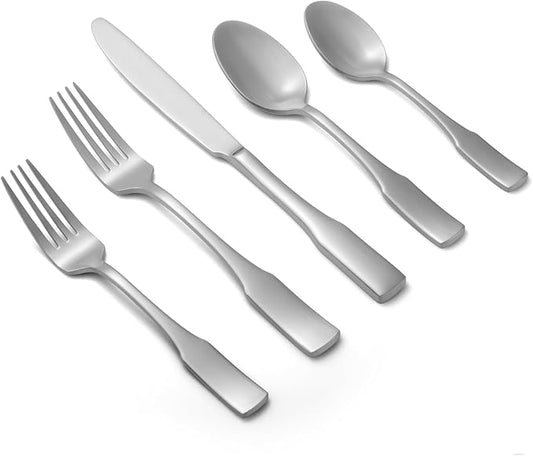 Alata Kate Satin 20-Piece Silverware Set,Service for 4,Stainless Steel Flatware Set,Matte Satin Polished Cutlery Set,Dishwasher Safe