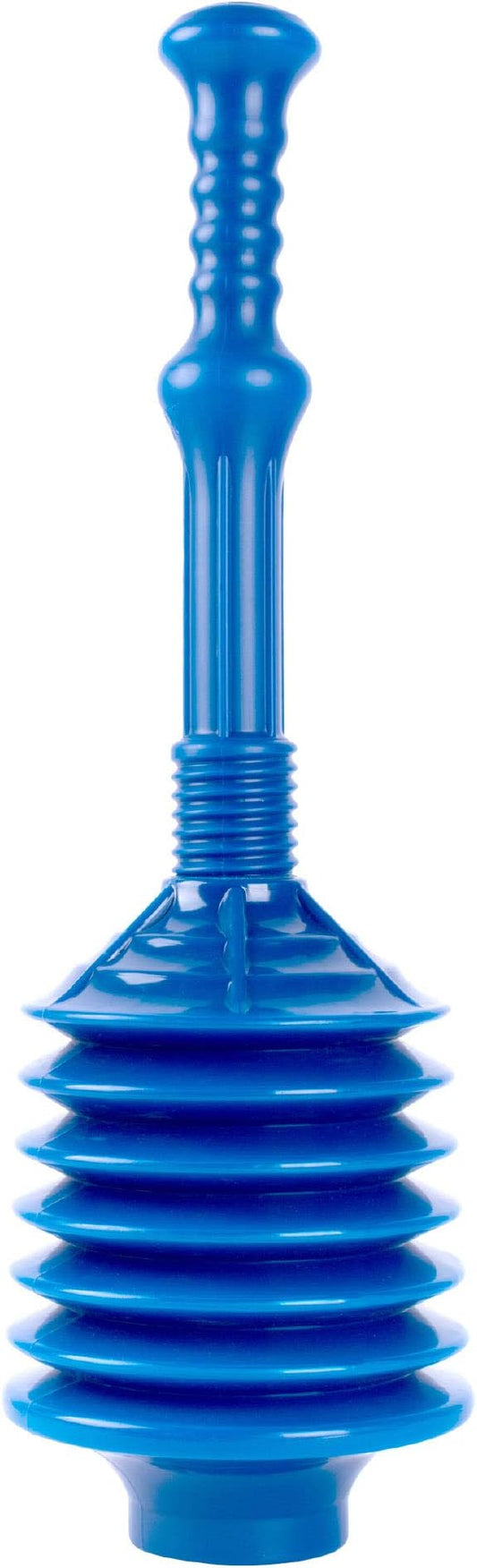 JS Jackson Supplies Professional Bellows Accordion Toilet Plunger, High Pressure Thrust Removes Heavy Duty Clogs from Clogged Bathroom Toilets, All Purpose Power Plungers for Bathrooms, Cobalt