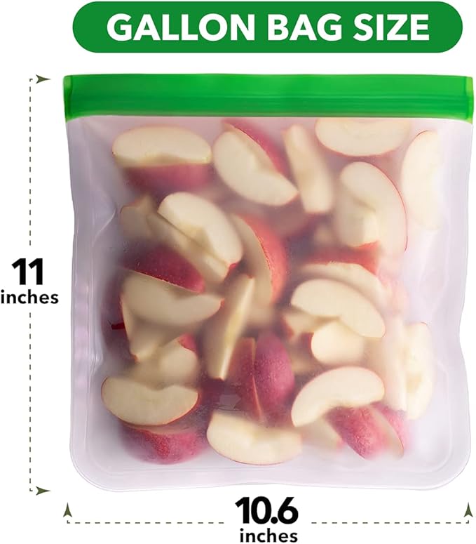 GREENZLA Planet Friendly Reusable Freezer Bags, 8-Pack Extra Thick and Leakproof & Resealable - For Safe Food Storage, Marinating, Snacks, & Meal Prep, Reusable Bags for Food, & Freezer Safety