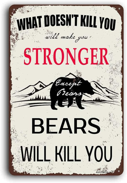 Aluminum Sign, Funny Bear Sign, Man Cave Decor, Vintage Metal Sign for Home Garage Room Bar Pub Club Cafe Decor 8"x12"