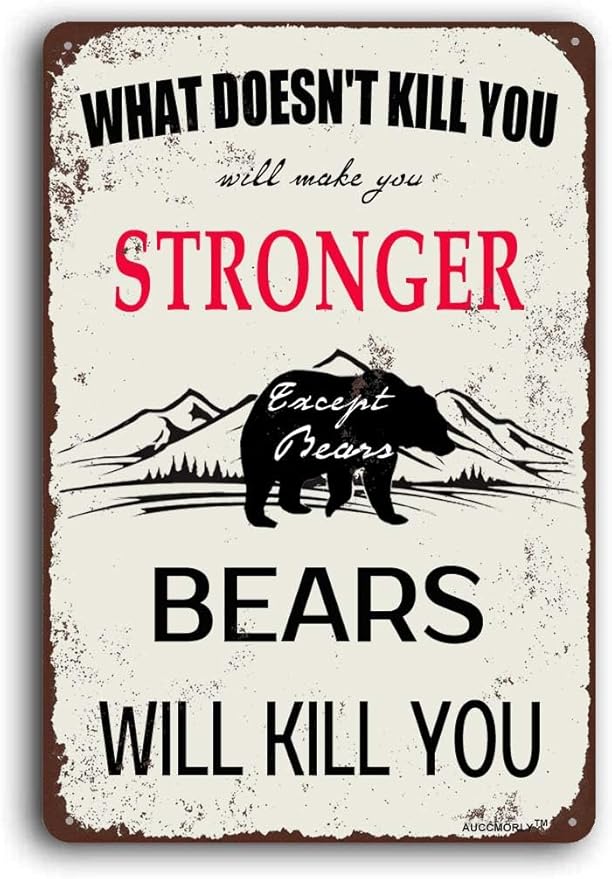 Aluminum Sign, Funny Bear Sign, Man Cave Decor, Vintage Metal Sign for Home Garage Room Bar Pub Club Cafe Decor 12"x16"