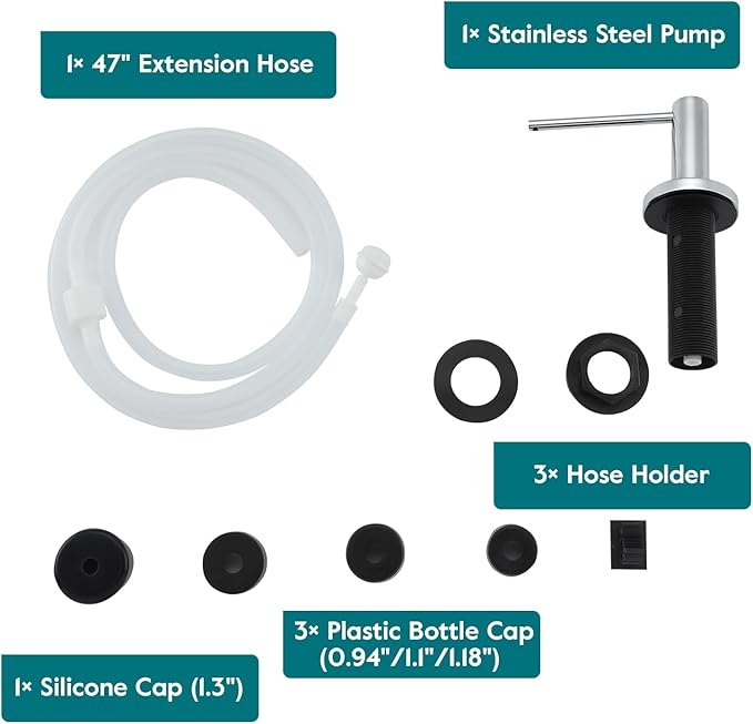 Gappo Soap Dispenser for Kitchen Sink Polished Chrome, Stainless Steel Countertop Pump, Built in Sink Soap Dispenser with 47" Extension Tube kit