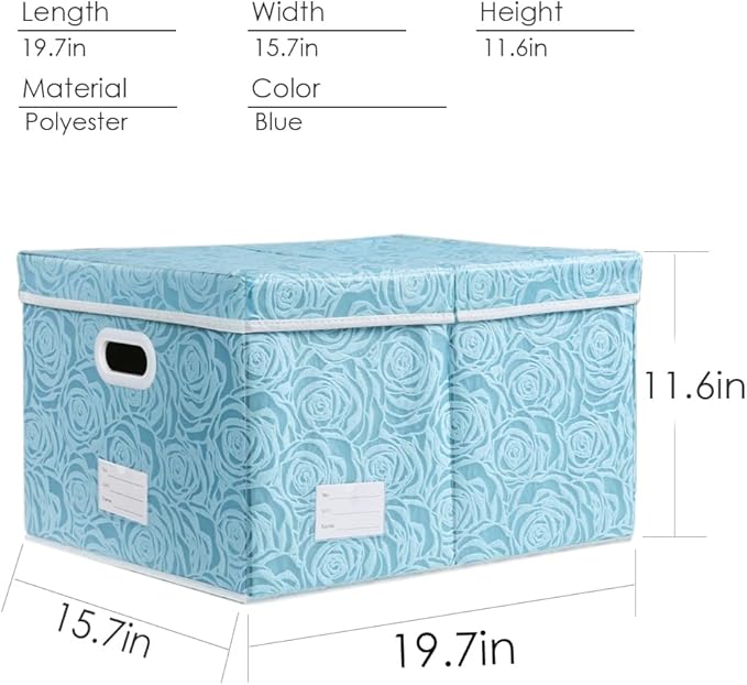 PRANDOM Extra Large Collapsible Storage Cubes with Lids Fabric Decorative Storage Bins Boxes Organizer Baskets with Cover Handles for Bedroom Closet Living Room 19.6x15.7x11.8 Inch 3 Pack