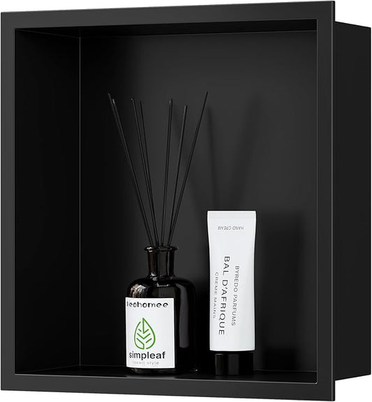 Neodrain Shower Niche Insert Tile Ready Recessed Bathroom Cabinet(Inner Size 12" X 12"), Waterproof Stainless Steel Wall Niche Shelf No Tiled Needed for Shower Storage, Matte Black