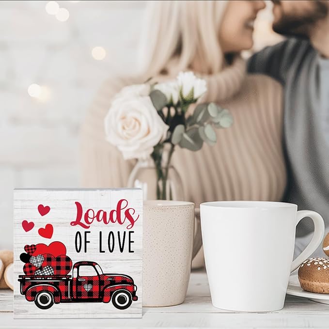 Loads of Love Valentines Decor for Home Valentine Theme Decorations Valentines Day Table Decor Anniversary Wedding Gifts Valentine Gifts for Couple 5 x 5 inches
