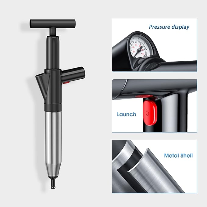 TheElves Toilet Plunger Heavy Duty, Electric High Pressure Toilet Clog Remover Tool, Powerful Bathroom Plunger for Drain Cleaning - Black