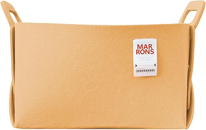 Collapsible Felt APRICOT Storage Bin Large 14.6"x9.4"x9.4" – Foldable Basket with Handles for Closet, Laundry Room Organization, Toy Storage, Decorative Storage Bins for Shelves, Nursery