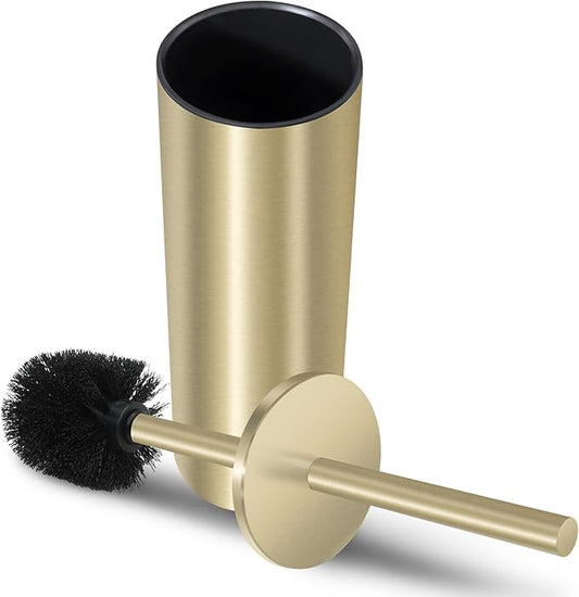 Stainless Steel Toilet Brush with Holder Set for Bathroom Storage and Organization Toilet Bowl Cleaner Brush and Holder (1, Gold)