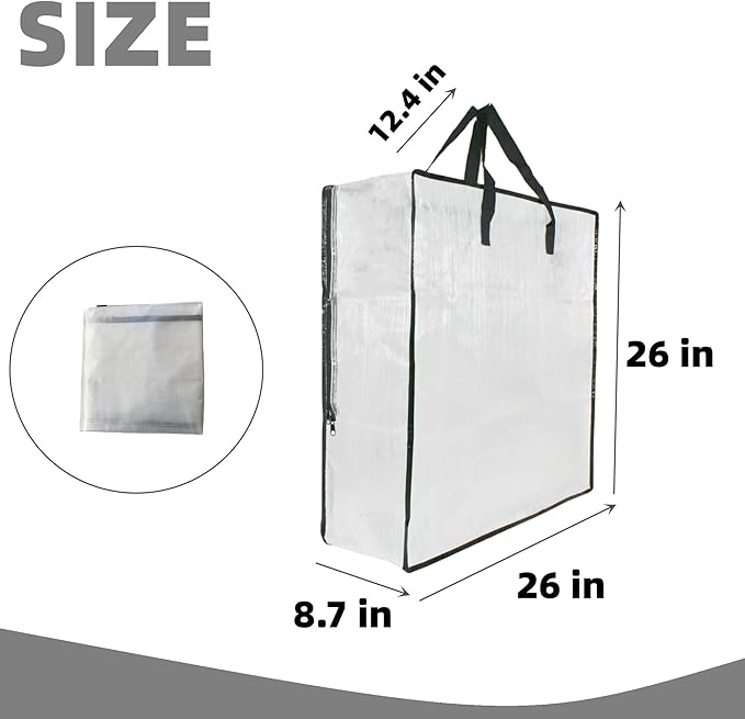 6 Pack Clear Storage Bags with Zipper and Handles, Blanket Bags For Closet Storage, Moving and Packing Supplies for College, Underbed Storage Organizer for Clothes Pillow Bedding Christmas Wreath