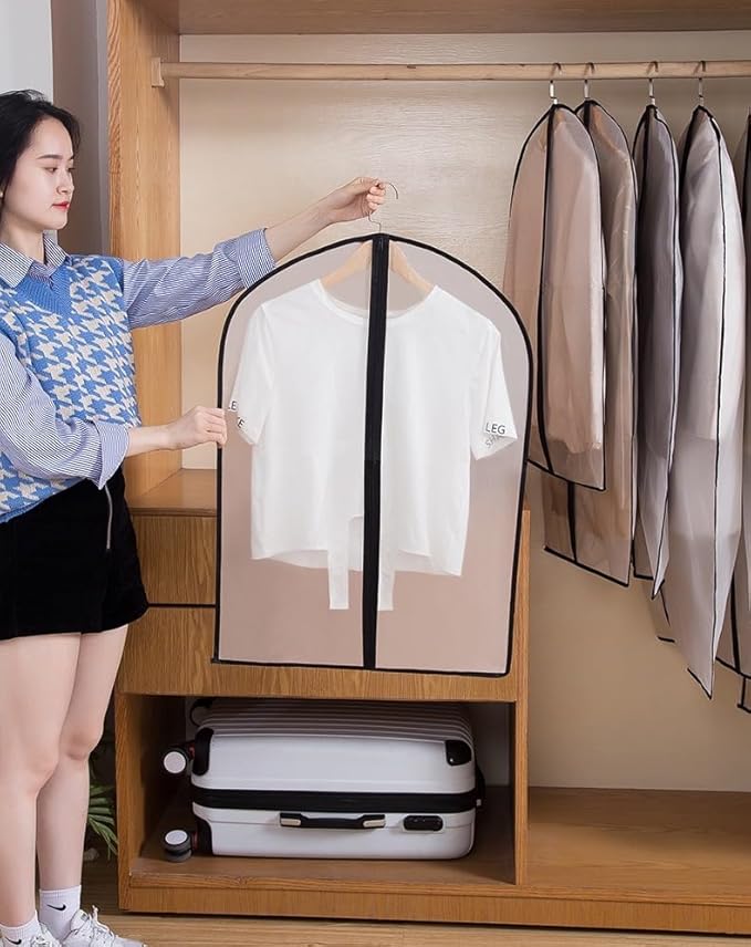 Dress Bags for Hanging Clothes12 PCS Transparent Waterproof Dustproof Bags for Wardrobe Storage Coat Covers for Closet Full Zipper Garment Bags for Long Dress Costumes Gowns Coats 24''x60''