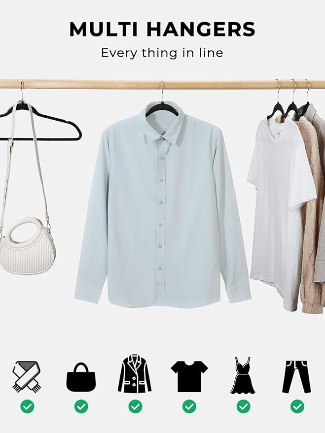 SMARTOR Plastic Hangers 50 Pack, Heavy Duty Plastic Hangers for Clothes - Non-Velvet Slim Hangers with 360° Swivel Hook & Clothes Thin Hanger - Durable Coat Hangars, Space Saving Hanger - Black