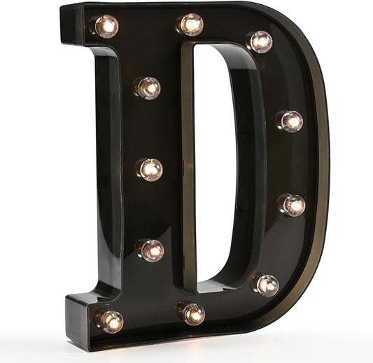 OYCBUZO Light Up Black Alphabet Marquee Letters Sign LED Marquee Number Lights Sign for Night Light Home Bar Christmas Lamp Birthday Party Wedding Decoration D