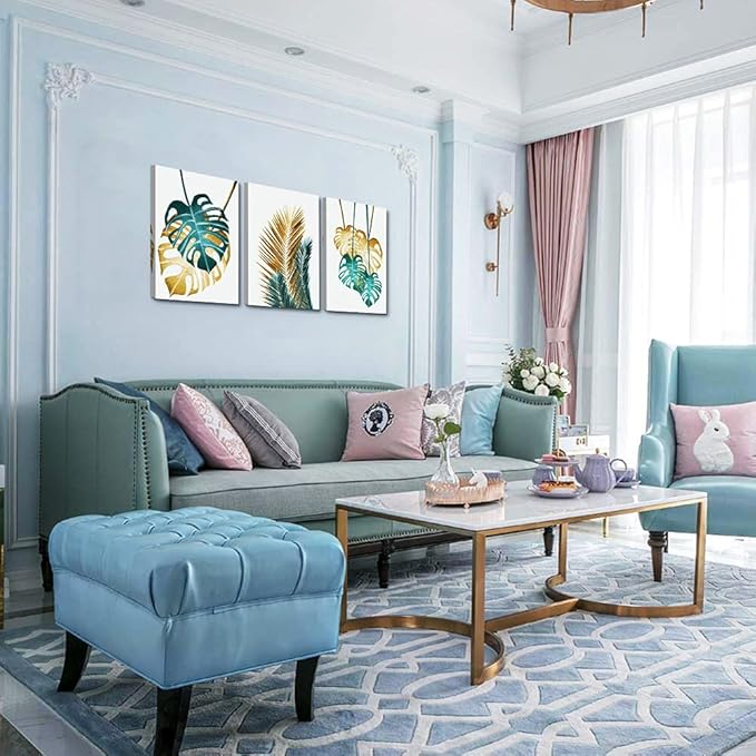 Canvas Wall Art For Living Room Family Wall Decorations For Bedroom Kitchen Dining Room Wall Decor Abstract Painting Leaves Wall Pictures Artwork Office Canvas Art Prints Bathroom Home Decor 3 Piece