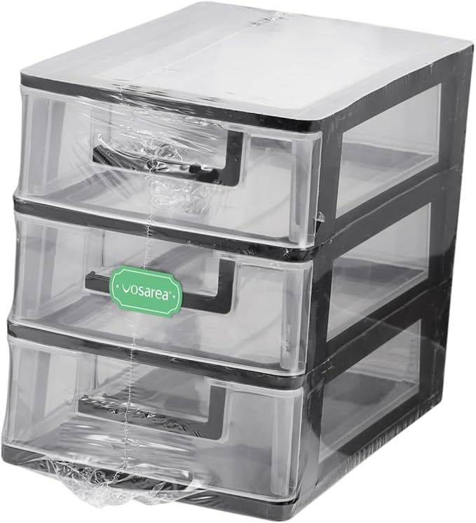 Clear Desktop Drawer Storage Organizer Rack Three-layer Transparent Cabinet for Efficient Space Management for Makeup Office Supplies and Home Organization