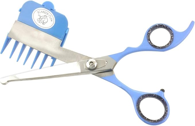 SCAREDY CUT Silent Pet Grooming Kit for Dogs, Cats and All Pet Grooming - A Quiet Alternative to Electric Clippers for Sensitive Pets (Right-Handed Blue)