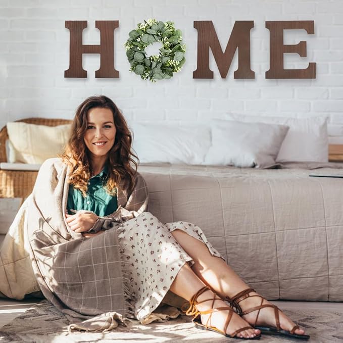 Wood Home Sign Hanging Farmhouse Wall House Decor Wood Home Letters for Wall Art Rustic Decor, Home Wall Decor for Living Room Kitchen Entryway Dining Room Hallway Housewarming Gift Brown L