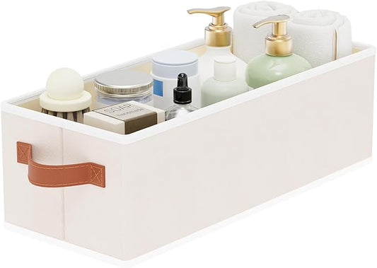 Fabric Storage Bins with Lids, Linen Foldable Clothes Boxes, Closet Organizer Containers with Double Handles, Baskets for Bedroom, Grey, 1 Pack, 14.96 x 6.1 x 5.11Inch