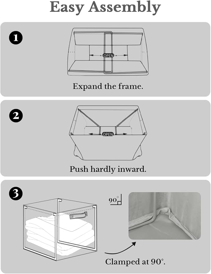 StorageWorks 13x13 Inches Storage Cube, Fabric Storage Bins with PU Handles, Collapsible Organizer Baskets for Closet, Gray, 4-Pack