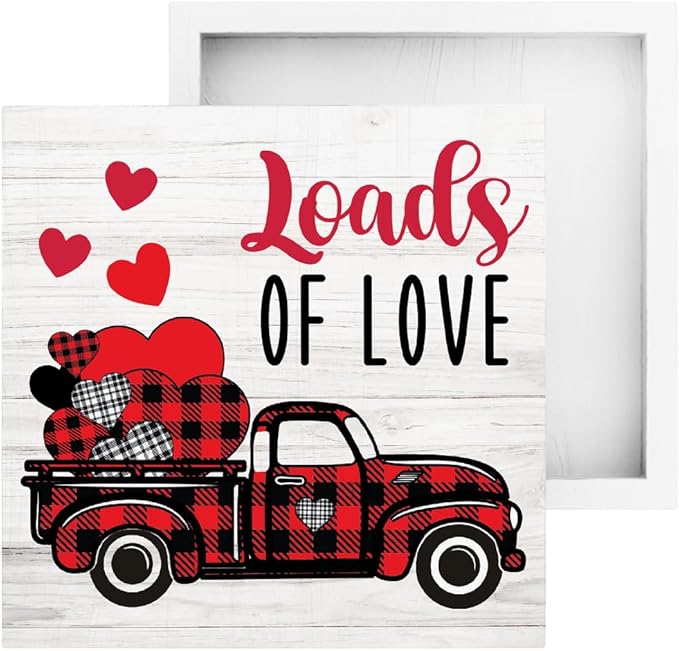 Loads of Love Valentines Decor for Home Valentine Theme Decorations Valentines Day Table Decor Anniversary Wedding Gifts Valentine Gifts for Couple 5 x 5 inches