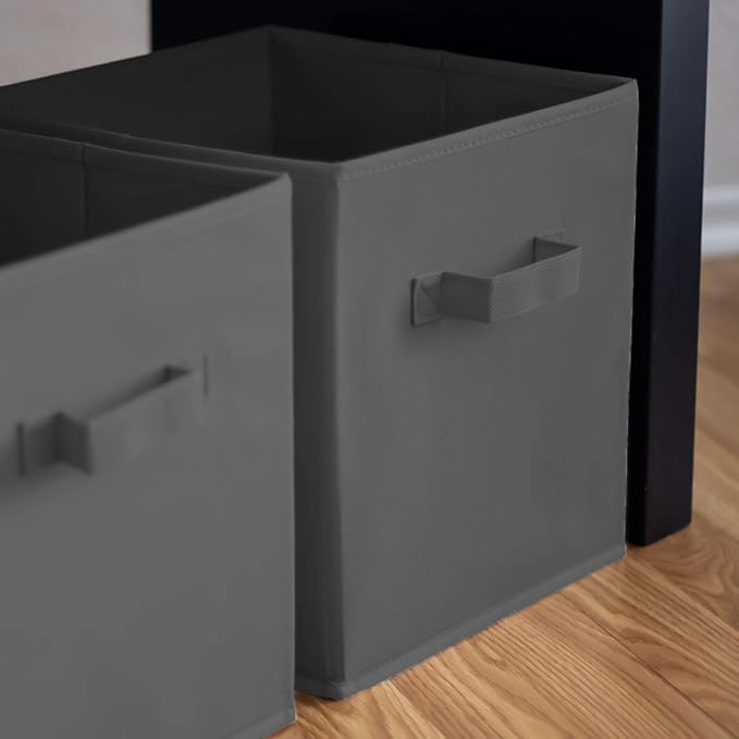 13 Inch Cube Storage Bins - 6 Pack - Large, Dual Handles, Foldable | 13x13 Fabric Bins for Organizing Closet, Clothes and Toys