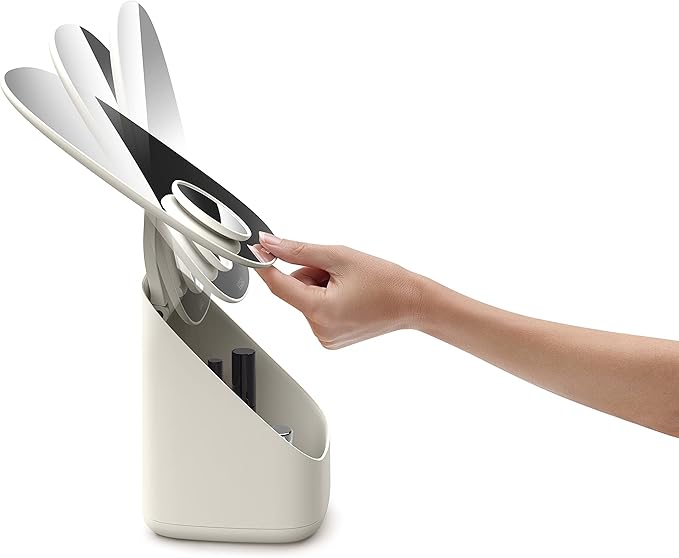 Joseph Joseph Viva Makeup Cosmetic Storage Organizer, Large with Mirror, Shell