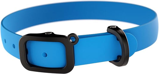 Waterproof Dog Collar - Durable, Comfortable and Adjustable Outdoor Dog Collar with Wear Resistant Buckle and ID Tag Ring for Large Dogs by Nuvuq (Blue, Large)
