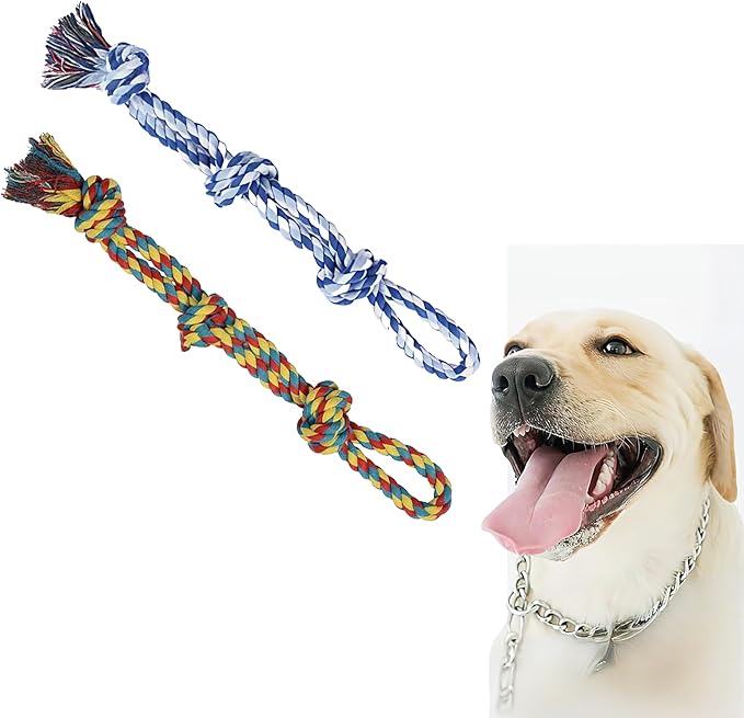 2 Pack Natural Dog Tug Toy for Super Chewers - Bite-Resistant Rope for Large Dogs - Interactive Tug-of-War and Teething Aid with Dental Cleaning - Non-Toxic and Hypoallergenic Pet Toy