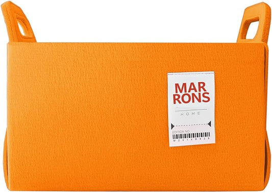 Collapsible Felt ORANGE Storage Bin Medium 11"x7.1"x7.1" – Foldable Basket with Handles for Closet, Toy Storage, Laundry Room Organization, Decorative Storage Bins for Shelves, Cube Storage