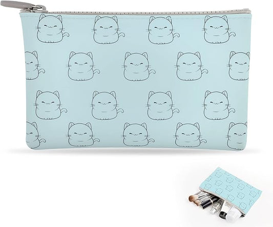 Manmihealth Cute Cat Silicone Makeup Bag, Cosmetic Bags for Women, Makeup Brushes Holder Travel, Portable Purse Pouch for Travel Essentials, Zipper Storage Organizer Bag, 2-Pack