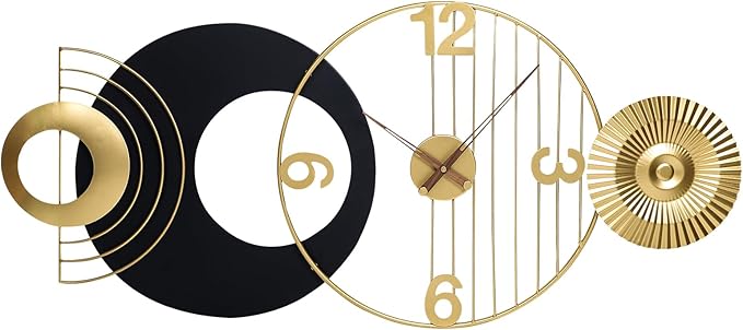 39x19 Inch Modern Abstract Wall Clock Silent Non-Ticking Battery Operated, Decorative Analog Clock, Oversized Art for Living Room, Bedroom, Entryway, Office & Home Decor