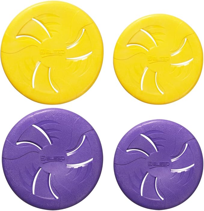 Indestructible Dog Flying Disc, Interactive Dog Flyer Toys, Soft Lightweight Catch and Fetch Toys for Medium Large Dogs, Floats in Water & Safe on Teeth, 9 inch (Large, Purple)