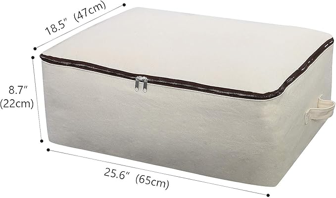 Omygarden 3 Pack Clothes Storage Bag Organizer with Sturdy Zipper for Quilts, Sweaters, Beddings, Blanket, Blouses and More, Beige