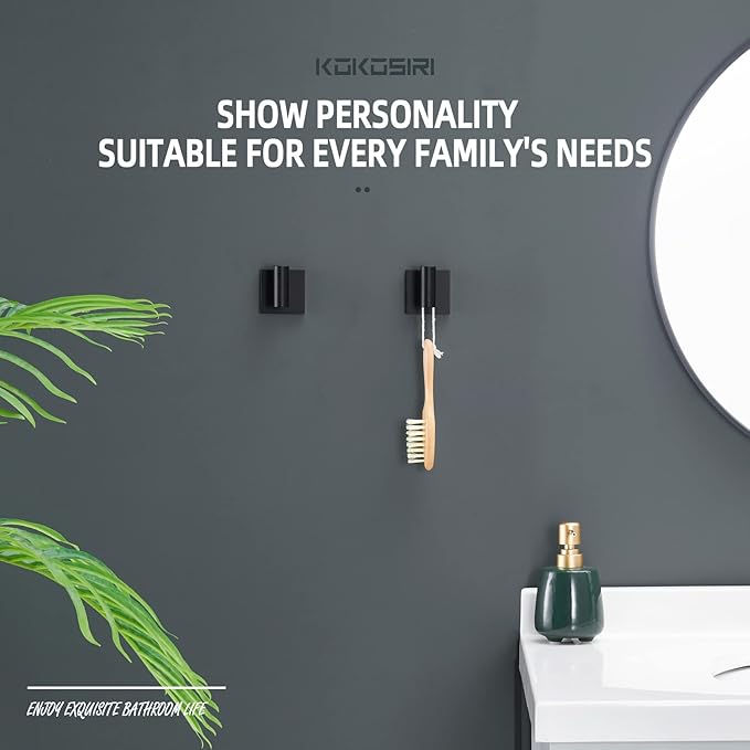 KOKOSIRI Robe Hook Bathroom Towel Coat Hooks Matte Black for Bath Kitchen Wall 2 Pack Stainless Steel B1013BK-P2