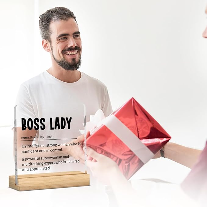 Funny Boss Gifts for Women Men Boss Lady Gifts for Women Office Decor Acrylic Plaque Leadership Thank You Manager Mentor Inspirational Gift 4x4 Inches