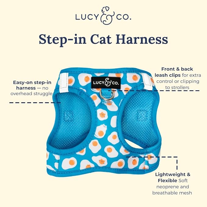 Lucy & Co. Eggcelent Step-in Cat Harness & Leash Bundle – Reflective, Breathable & Adjustable Harness for Cats, Kittens & Small Dogs, Lightweight & Secure and Dual Leash Clips – X-Small