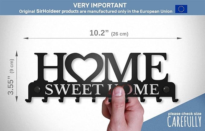 SirHoldeer Key Holder Wall Mount, Key Hooks for Wall, Key Rack for Wall Decorative, Llavero de Pared para Hogar, Sweet Home Metal Decor, Entryway