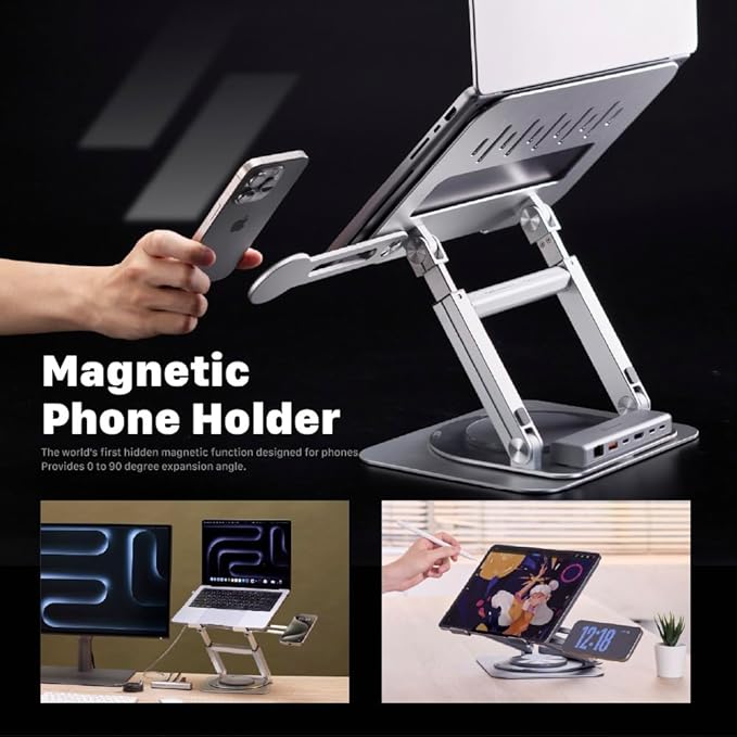 ADAM elements USB-C Stand Ultra/Laptop Docking Station – Hub Stand Ultra USB-C Magnetic 6in1 Hub for All MacBook, iPad & Laptop