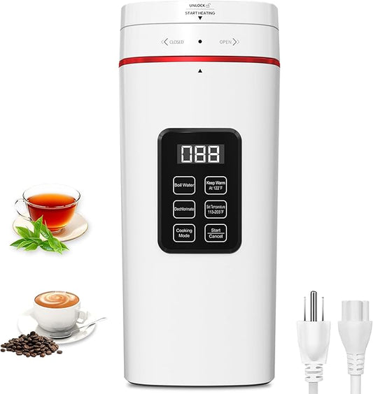 Travel Electric Kettle Portable 304 Stainless Steel LED Display Temperature Adjustable BPA Free Child Lock Mini Kettle,Small Hot Water Boiler Auto Shut-Off