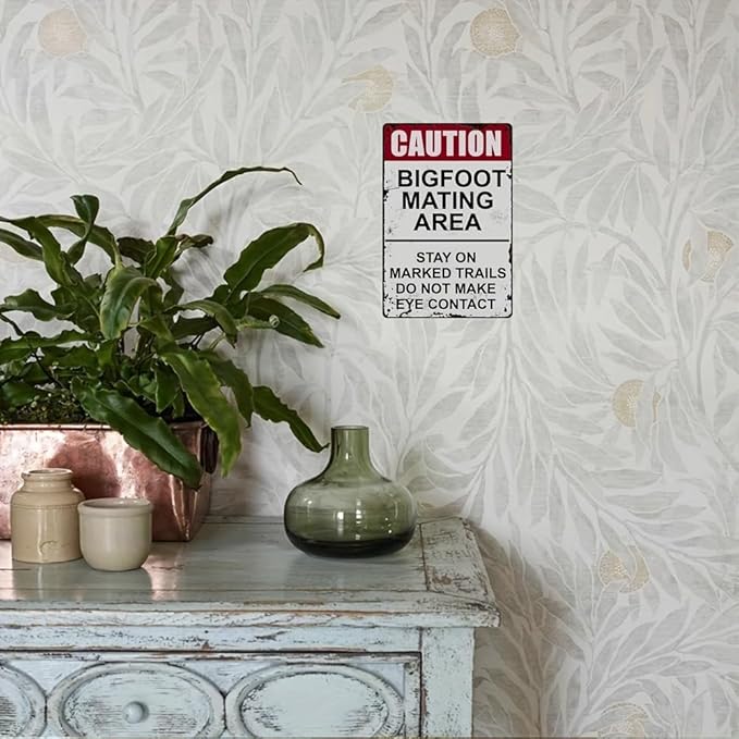 Rustic Bigfoot Mating Area Vintage-Inspired Metal Tin Sign - Waterproof & Dust-Proof Wall Hanging Decor - Ideal for Home, Kitchen, Bathroom, Bar, Cafe & Garage Multipurpose Decoration