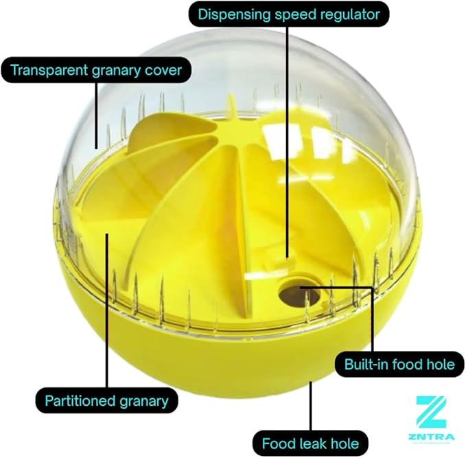 Zntra – Interactive Dog Treat Puzzle Toy | Food Dispenser Ball 5.3" for Mental Stimulation, Anxiety & Boredom Relief (Small/Medium Dogs)