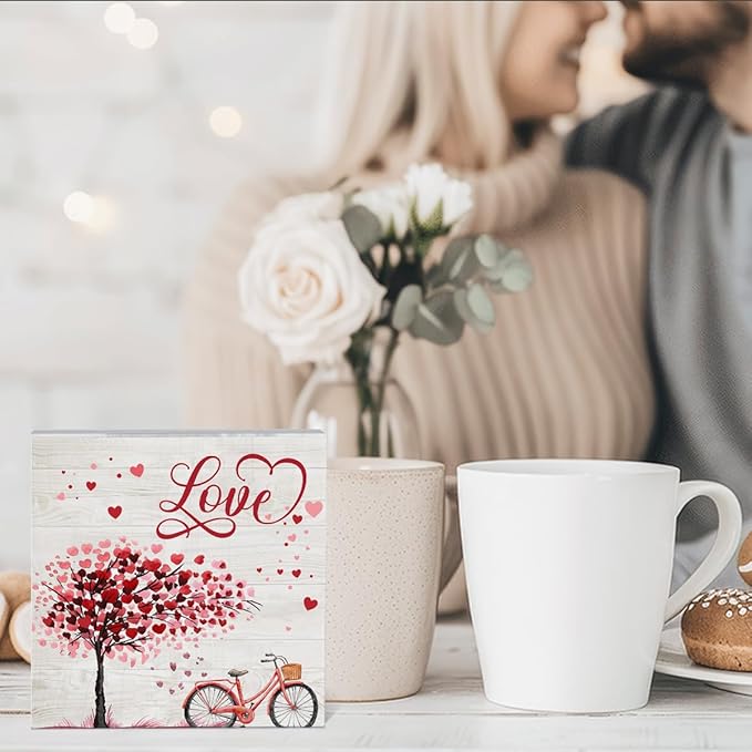 Valentines Day Decoration Valentine Theme Decor Valentines Day Home Decor Valentine Day Anniversary Wedding Gifts for Couple Women Men Valentines Day Signs 5 x 5 inches