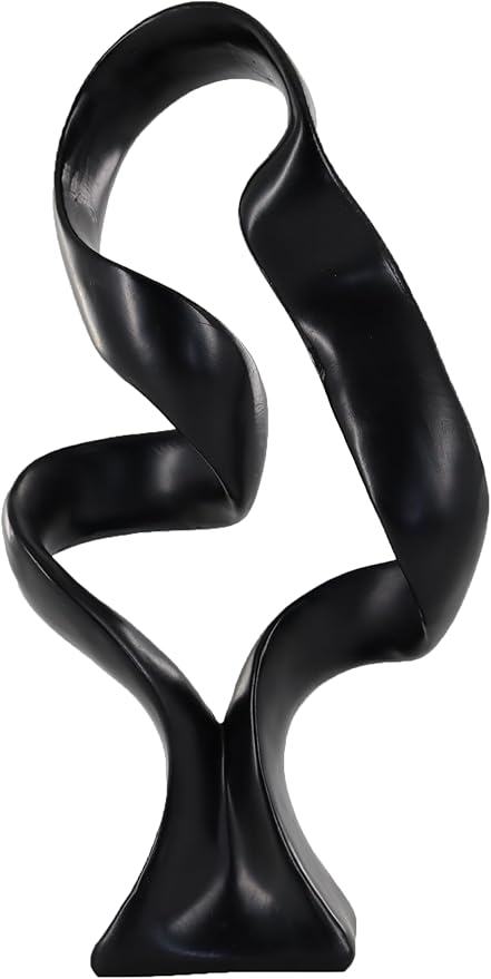 15" Modern Abstract Ribbon Decorative Sculpture, Knot Sculptures,Home Decor,Coffee Table Statues,Dining Living Room Desk Decor（Black）