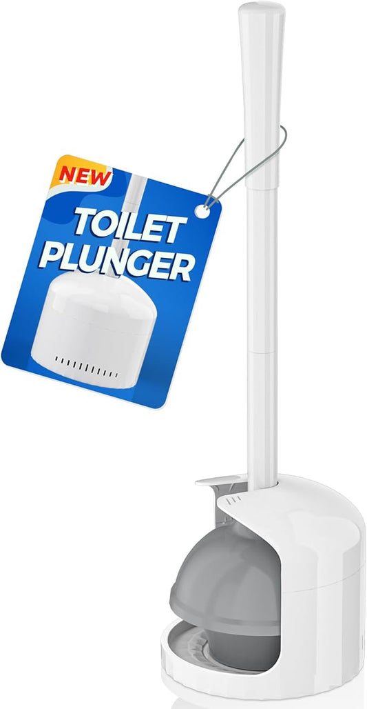 Toilet Plunger with Holder, Plunger with Holder for 5.3-inch Toilet Drain, Plungers for Bathroom with Holder, Toilet Plunger Heavy Duty (2, White)